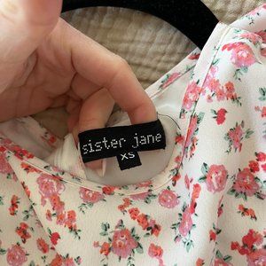 Sister Jane Pink Floral Puff-Sleeve Midi Dress